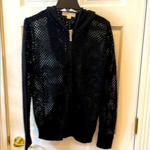 Michael Kors, NWT,  Size Large Black Mesh Zip-Up Hoodie